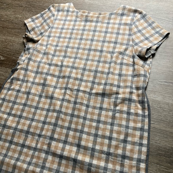 J Jill Mini Dress Plaid Grey and Tan Size XL Petite - Picture 2 of 5